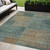 5' X 8' Teal Blue Brown And Taupe Abstract Washable Indoor Outdoor Area Rug