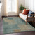 5' X 8' Teal Blue Brown And Taupe Abstract Washable Indoor Outdoor Area Rug