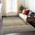 5' X 8' Chocolate Gray And Green Striped Washable Indoor Outdoor Area Rug