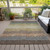 5' X 8' Chocolate Gray And Green Striped Washable Indoor Outdoor Area Rug