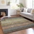 5' X 8' Chocolate Gray And Green Striped Washable Indoor Outdoor Area Rug