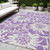5' X 8' Purple and Ivory Floral Washable Non Skid Indoor Outdoor Area Rug