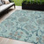 5' X 8' Teal Blue Gray And Aqua Floral Washable Indoor Outdoor Area Rug
