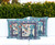 Set of Three 16" X 16" Blue and Off White Peacock Blown Seam Floral Indoor Outdoor Throw Pillow Polyester Home Accent