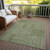 3' X 5' Olive Green And Ivory Geometric Washable Indoor Outdoor Area Rug - 608219031565