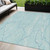 5' X 8' Aqua And Ivory Abstract Washable Indoor Outdoor Area Rug - Aqua, Ivory