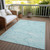 5' X 8' Aqua And Ivory Abstract Washable Indoor Outdoor Area Rug