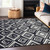 3' X 5' Black And Ivory Geometric Washable Indoor Outdoor Area Rug Transitional Style - Black, Ivory Color