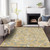 3' X 5' Wheat Blue And Ivory Floral Washable Indoor Outdoor Area Rug