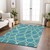 5' X 8' Teal Blue Ivory And Green Abstract Washable Indoor Outdoor Area Rug - Teal Blue, Ivory, Green