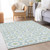 5' X 8' Sky Blue Ivory And Artichoke Green Floral Medallion Washable Indoor Outdoor Area Rug