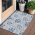 3' X 5' Sky Blue And Gray Floral Washable Indoor Outdoor Area Rug