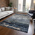 5' X 8' Navy Blue Gray And Black Abstract Washable Indoor Outdoor Area Rug