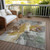 5' X 8' Gold And Gray Abstract Washable Indoor Outdoor Area Rug - Gold, Gray