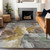 5' X 8' Gold And Gray Abstract Washable Indoor Outdoor Area Rug - Gold, Gray