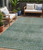 5' X 8' Teal Blue And Ivory Geometric Washable Indoor Outdoor Area Rug