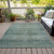 5' X 8' Teal Blue And Ivory Geometric Washable Indoor Outdoor Area Rug