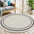 6' Ivory And Black Round Indoor Outdoor Area Rug