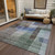 5' X 8' Brown Green And Blue Abstract Washable Indoor Outdoor Area Rug