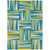 3' X 5' Teal Blue Green And Ivory Geometric Washable Indoor Outdoor Area Rug
