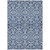 3' X 5' Navy Blue And Ivory Damask Washable Indoor Outdoor Area Rug