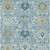 5' X 8' Sky Blue Ivory And Gold Damask Washable Indoor Outdoor Area Rug