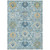 5' X 8' Sky Blue Ivory And Gold Damask Washable Indoor Outdoor Area Rug
