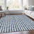 3' X 5' Navy Blue And Ivory Geometric Washable Indoor Outdoor Area Rug Transitional Style - Navy Blue, Ivory Color