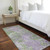 8' Runner Green and Purple Abstract Washable Non Skid Indoor Outdoor Runner Rug