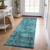 8' Runner Teal Abstract Washable Non Skid Indoor Outdoor Runner Rug - 608219066253