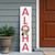 36" White And Pink Solid Wood Tropical Floral Aloha Porch Sign