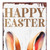 36" Brown White And Yellow Happy Easter Easter Bunny Solid Wood Porch Sign