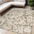 5' X 8' Khaki Floral Washable Non Skid Indoor Outdoor Area Rug