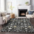 5' X 8' Black Ivory And Gray Oriental Washable Indoor Outdoor Area Rug