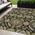 5' X 8' Black Gold And Copper Floral Washable Indoor Outdoor Area Rug