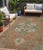 5' X 8' Rust Green And Brown Oriental Washable Indoor Outdoor Area Rug
