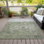 3' X 5' Fern Green And Silver Abstract Washable Indoor Outdoor Area Rug