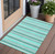 2' X 3' Turquoise Striped Washable Indoor Outdoor Area Rug