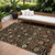 3' X 5' Black Brown And Red Floral Washable Indoor Outdoor Area Rug