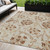 5' X 8' Terra Cotta Copper And Beige Floral Washable Indoor Outdoor Area Rug