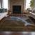 3' X 5' Brown And Denim Blue Animal Print Washable Indoor Outdoor Area Rug