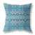 16" X 16" Aqua Blue Blown Seam Paisley Indoor Outdoor Throw Pillow
