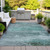3' X 5' Teal Blue Gray And Pale Aqua Abstract Washable Indoor Outdoor Area Rug