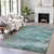 3' X 5' Teal Blue Gray And Pale Aqua Abstract Washable Indoor Outdoor Area Rug