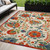 5' X 8' Red Gold Green And Teal Blue Floral Indoor Outdoor Area Rug
