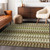 5' X 8' Artichoke Green And Brown Southwestern Washable Indoor Outdoor Area Rug