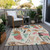 3' X 5' Ivory Blush And Teal Blue Abstract Washable Indoor Outdoor Area Rug