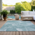 5' X 8' Teal Blue And Aqua Abstract Washable Indoor Outdoor Area Rug