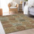 5' X 8' Taupe Green And Gold Trellis Washable Indoor Outdoor Area Rug