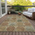 5' X 8' Taupe Green And Gold Trellis Washable Indoor Outdoor Area Rug